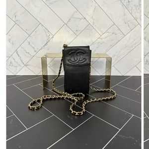 Chanel Black Caviar CC Pouch Chain Crossbody Bag